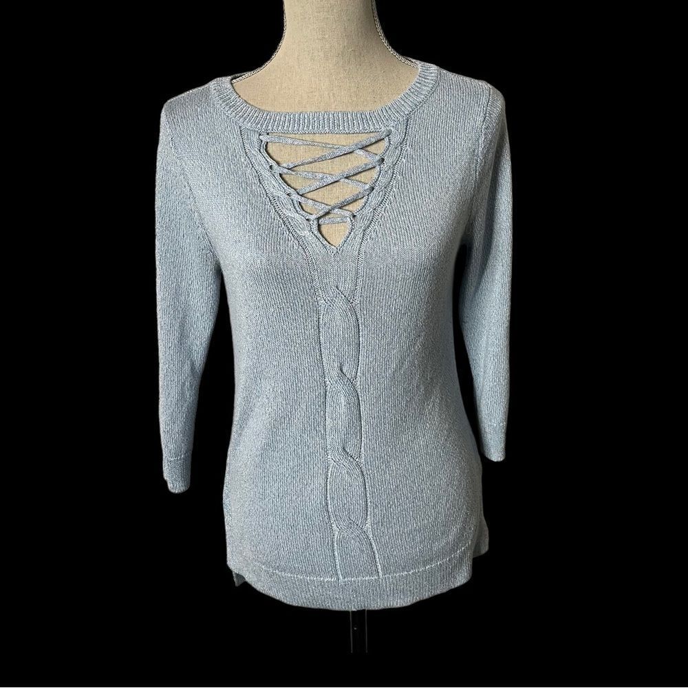 SOHO Shimmer Long Sleeve Tunic Cable Sweater Size Small